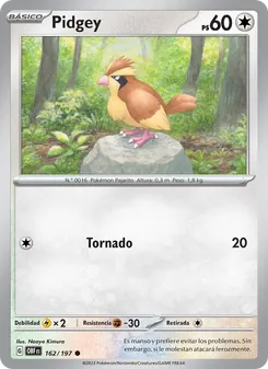 Carta Pidgey de la expansión Llamas Obsidianas, número 162/197