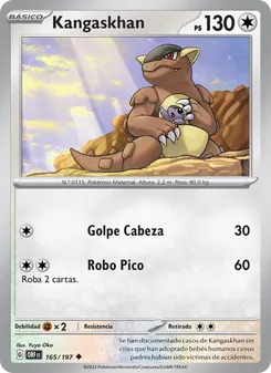 Carta Kangaskhan de la expansión Llamas Obsidianas, número 165/197