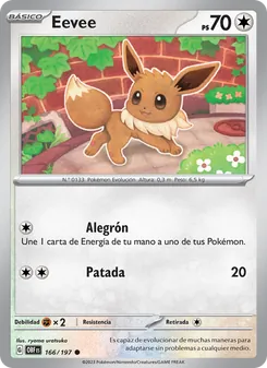 Carta Eevee de la expansión Llamas Obsidianas, número 166/197