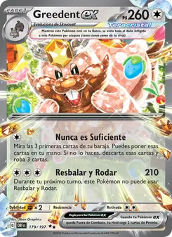 Carta Greedent ex de la expansión Llamas Obsidianas, número 179/197