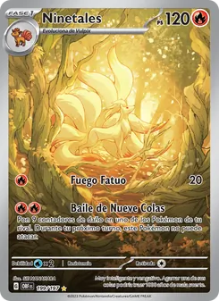 Carta Ninetales de la expansión Llamas Obsidianas, número 199/197