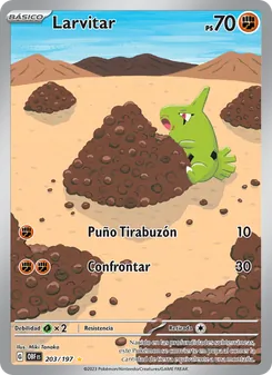 Carta Larvitar de la expansión Llamas Obsidianas, número 203/197