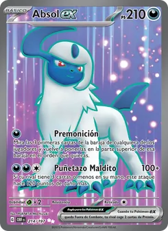 Carta Absol ex de la expansión Llamas Obsidianas, número 214/197