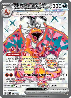 Carta Charizard ex de la expansión Llamas Obsidianas, número 215/197