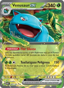 Carta Venusaur ex de la expansión 151, número 003/165