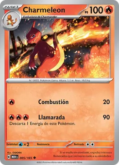 Carta Charmeleon de la expansión 151, número 005/165