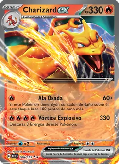 Carta Charizard ex de la expansión 151, número 006/165