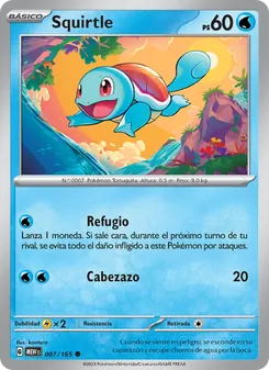Carta Squirtle de la expansión 151, número 007/165