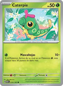 Carta Caterpie de la expansión 151, número 010/165