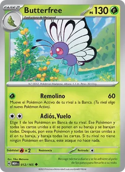 Carta Butterfree de la expansión 151, número 012/165