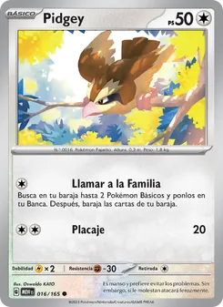 Carta Pidgey de la expansión 151, número 016/165