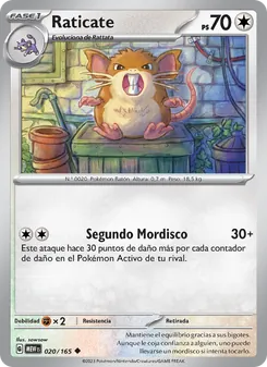 Carta Raticate de la expansión 151, número 020/165