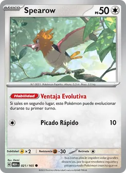 Carta Spearow de la expansión 151, número 021/165