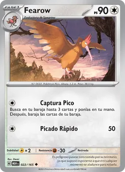 Carta Fearow de la expansión 151, número 022/165