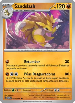 Carta Sandslash de la expansión 151, número 028/165