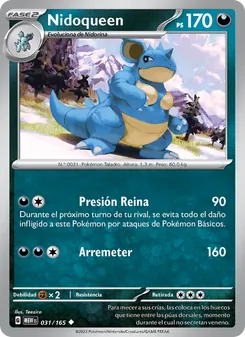 Carta Nidoqueen de la expansión 151, número 031/165