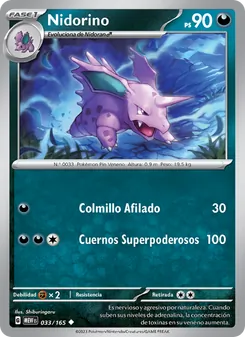 Carta Nidorino de la expansión 151, número 033/165