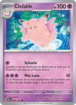 Carta Clefable de la expansión 151, número 036/165