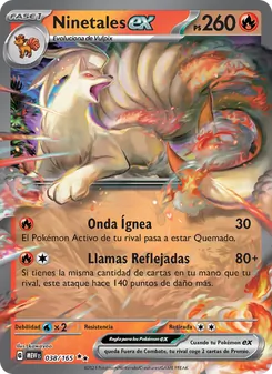 Carta Ninetales ex de la expansión 151, número 038/165