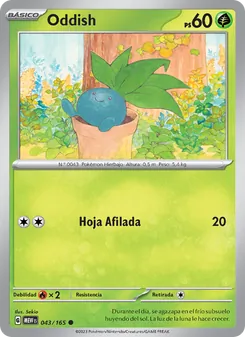 Carta Oddish de la expansión 151, número 043/165