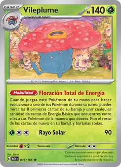 Carta Vileplume de la expansión 151, número 045/165