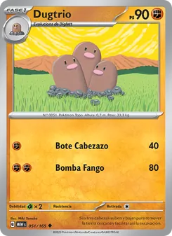 Carta Dugtrio de la expansión 151, número 051/165