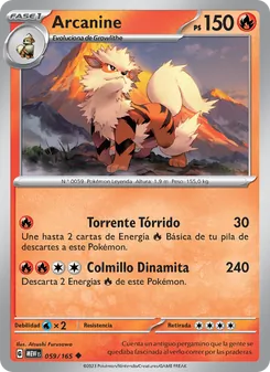Carta Arcanine de la expansión 151, número 059/165