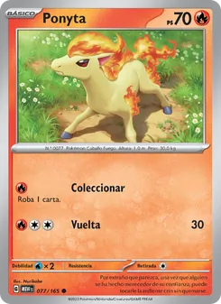 Carta Ponyta de la expansión 151, número 077/165