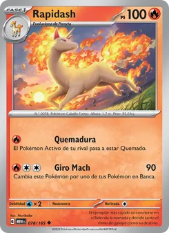 Carta Rapidash de la expansión 151, número 078/165