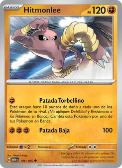 Carta Hitmonlee de la expansión 151, número 106/165