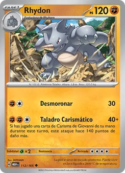 Carta Rhydon de la expansión 151, número 112/165