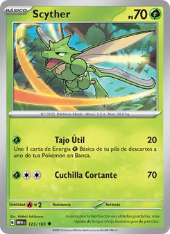 Carta Scyther de la expansión 151, número 123/165