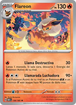 Carta Flareon de la expansión 151, número 136/165