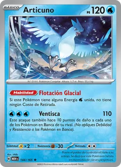 Carta Articuno de la expansión 151, número 144/165