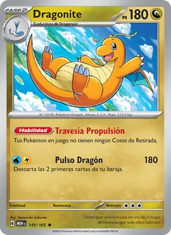 Carta Dragonite de la expansión 151, número 149/165