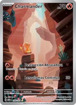 Carta Charmander de la expansión 151, número 168/165