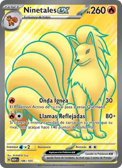 Carta Ninetales ex de la expansión 151, número 186/165