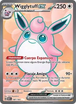 Carta Wigglytuff ex de la expansión 151, número 187/165