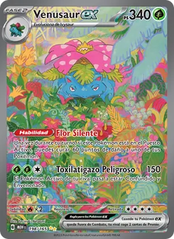 Carta Venusaur ex de la expansión 151, número 198/165
