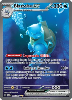 Carta Blastoise ex de la expansión 151, número 200/165