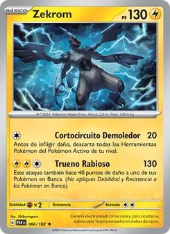 Carta Zekrom de la expansión Brecha Paradójica, número 066/182