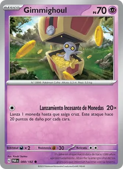 Carta Gimmighoul de la expansión Brecha Paradójica, número 088/182