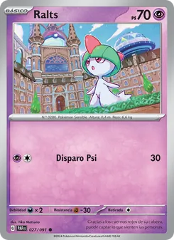 Carta Ralts de la expansión Destinos de Paldea, número 027/91