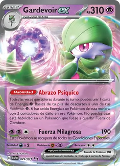 Carta Gardevoir ex de la expansión Destinos de Paldea, número 029/91