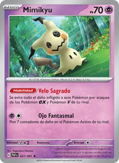Carta Mimikyu de la expansión Destinos de Paldea, número 037/91