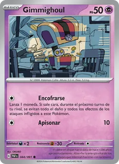 Carta Gimmighoul de la expansión Destinos de Paldea, número 044/91