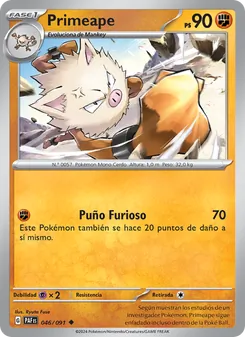 Carta Primeape de la expansión Destinos de Paldea, número 046/91