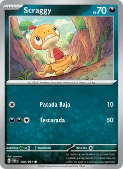 Carta Scraggy de la expansión Destinos de Paldea, número 060/91