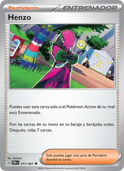Carta Henzo de la expansión Destinos de Paldea, número 077/91