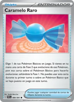 Carta Caramelo Raro de la expansión Destinos de Paldea, número 089/91